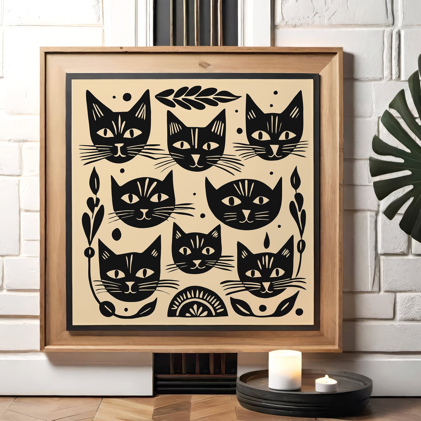 Black Cats Poster - Square Animal Wall Art Print