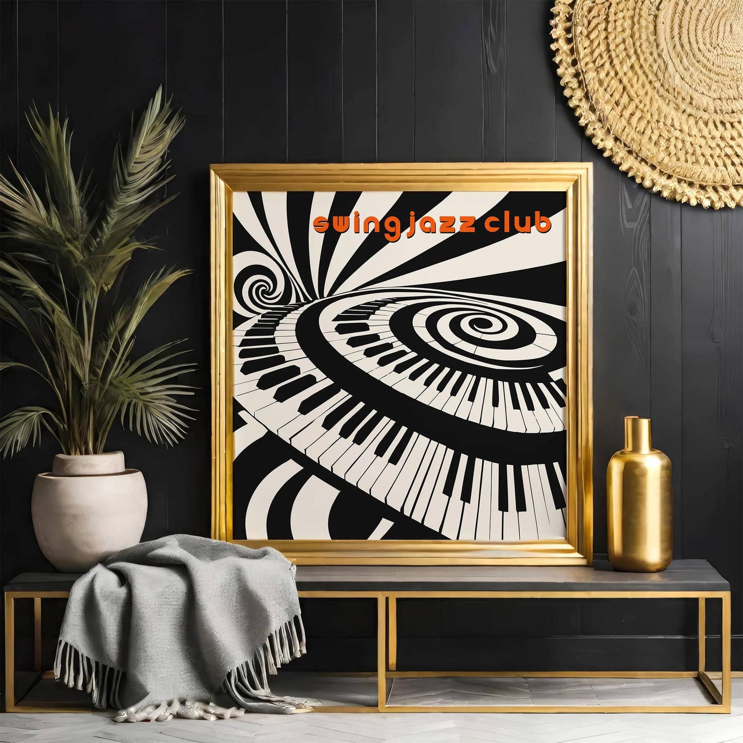 Swing Jazz Club – Black & White Psychedelic Music Print