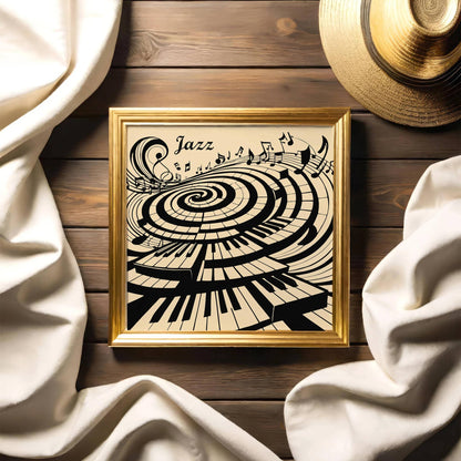 Abstract Piano Wall Art – Jazz Swirl Square Print