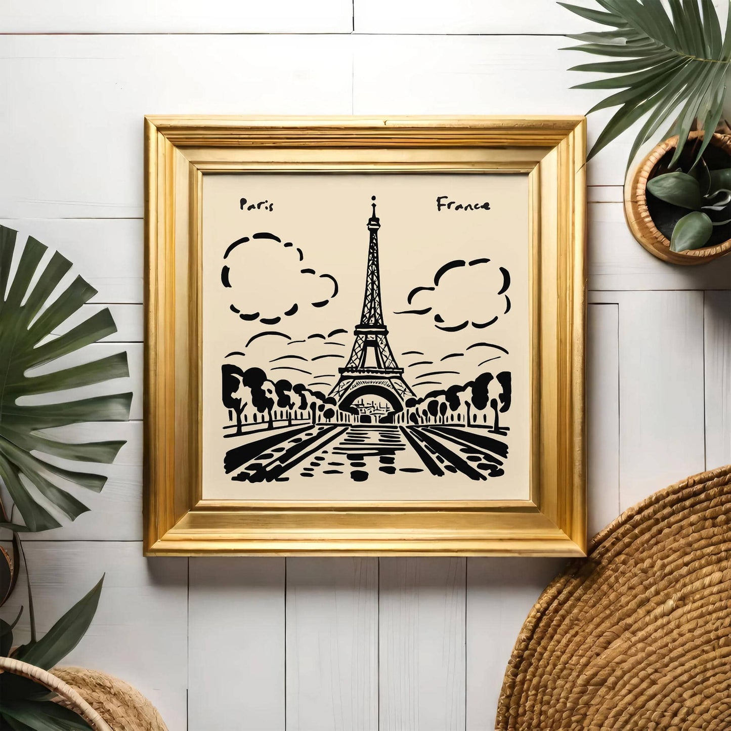 Black Ink Paris Art – France Square Wall Print