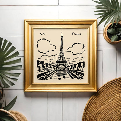Black Ink Paris Art – France Square Wall Print