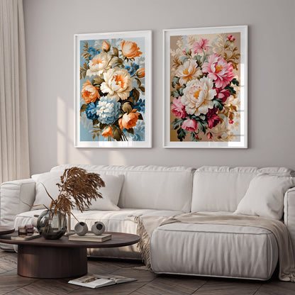 Beige Elegant Floral Art Print 2024