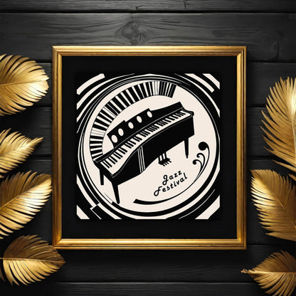 Jazz Piano Wall Art – Black & White Square Print