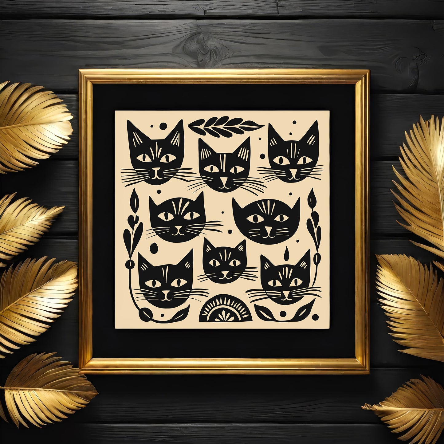 Black Cats Poster - Square Animal Wall Art Print