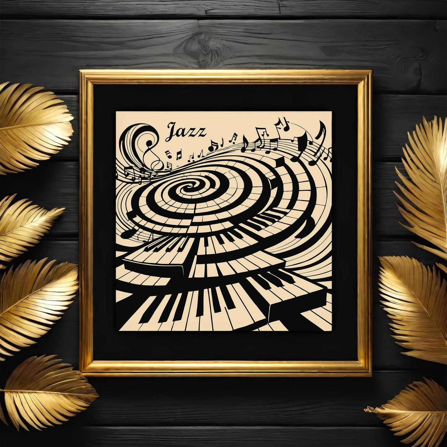 Abstract Piano Wall Art – Jazz Swirl Square Print