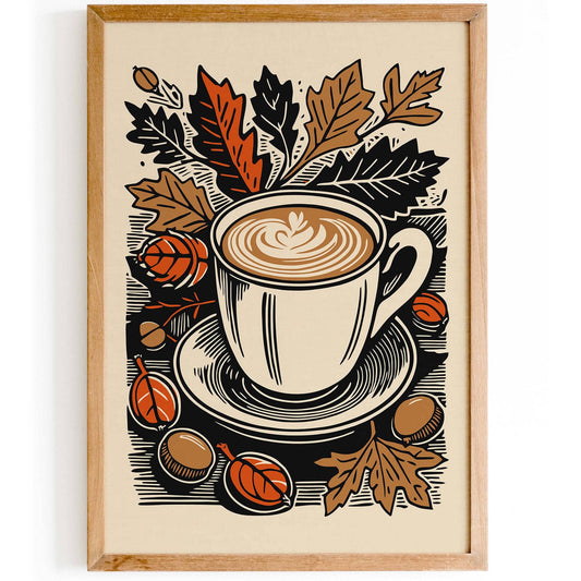 Fall Cup of Coffee Kitchen Art Print