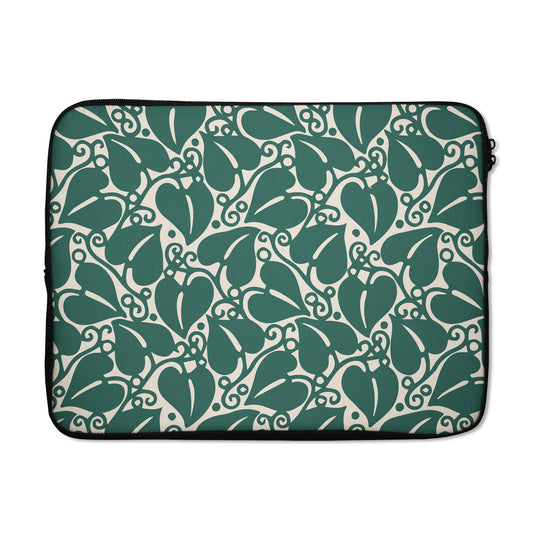 Laptop Sleeve with Green Art Nouveau Pattern