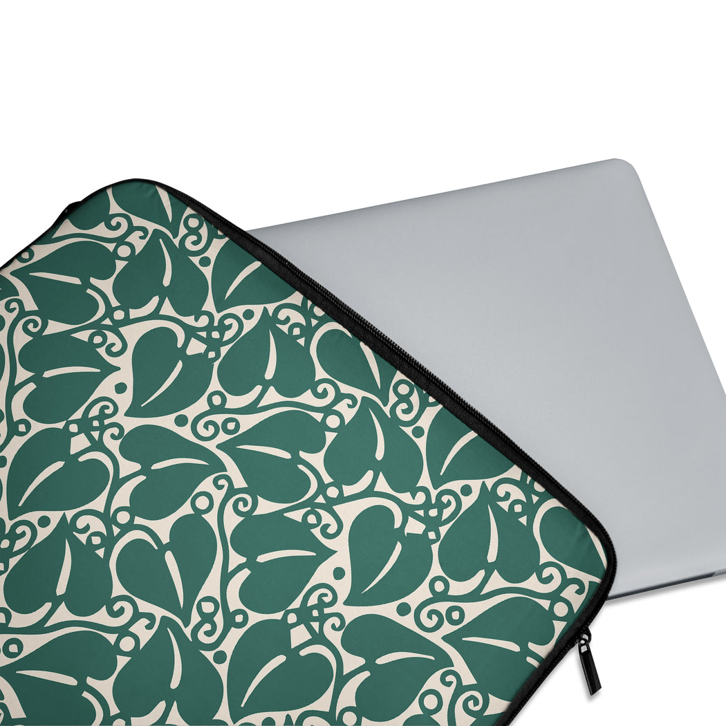 Laptop Sleeve with Green Art Nouveau Pattern