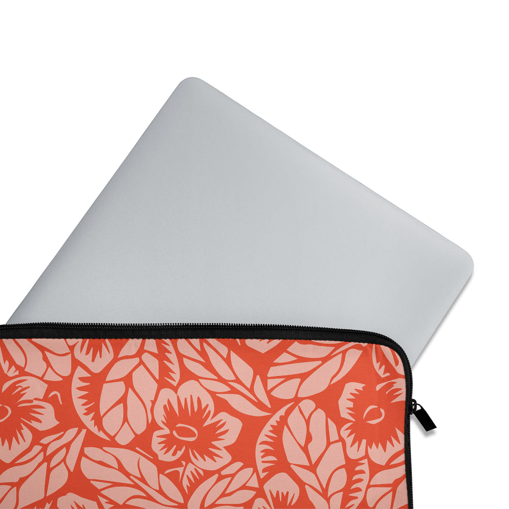 Pink and red floral macbook sleeve