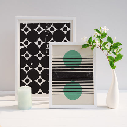 Black and White Abstract Retro Print
