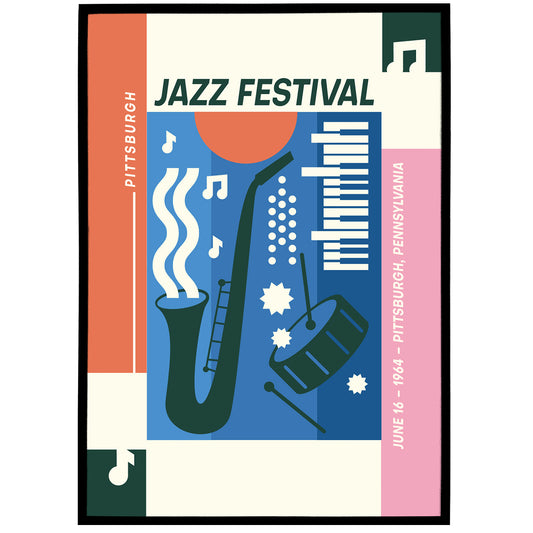 1964 Pittsburgh Jazz Festival Poster Reprint