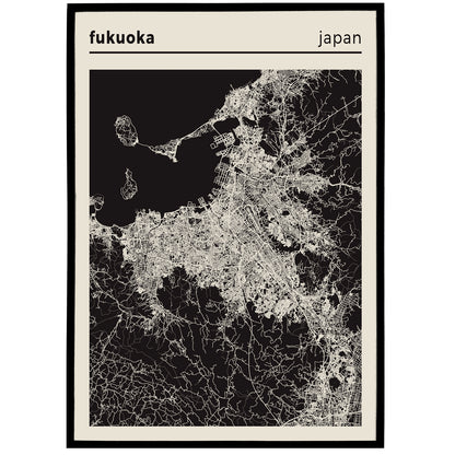 Fukuoka, Japan - Map Poster