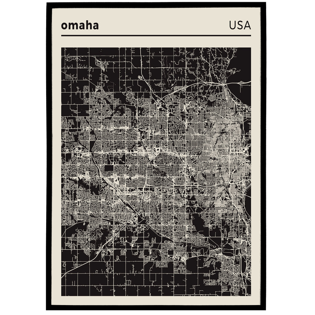 USA, Omaha Map Poster