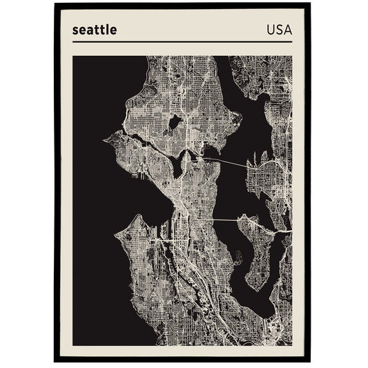 Seattle, USA - Map Art Print