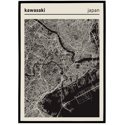 Kawasaki Map Poster - Japan