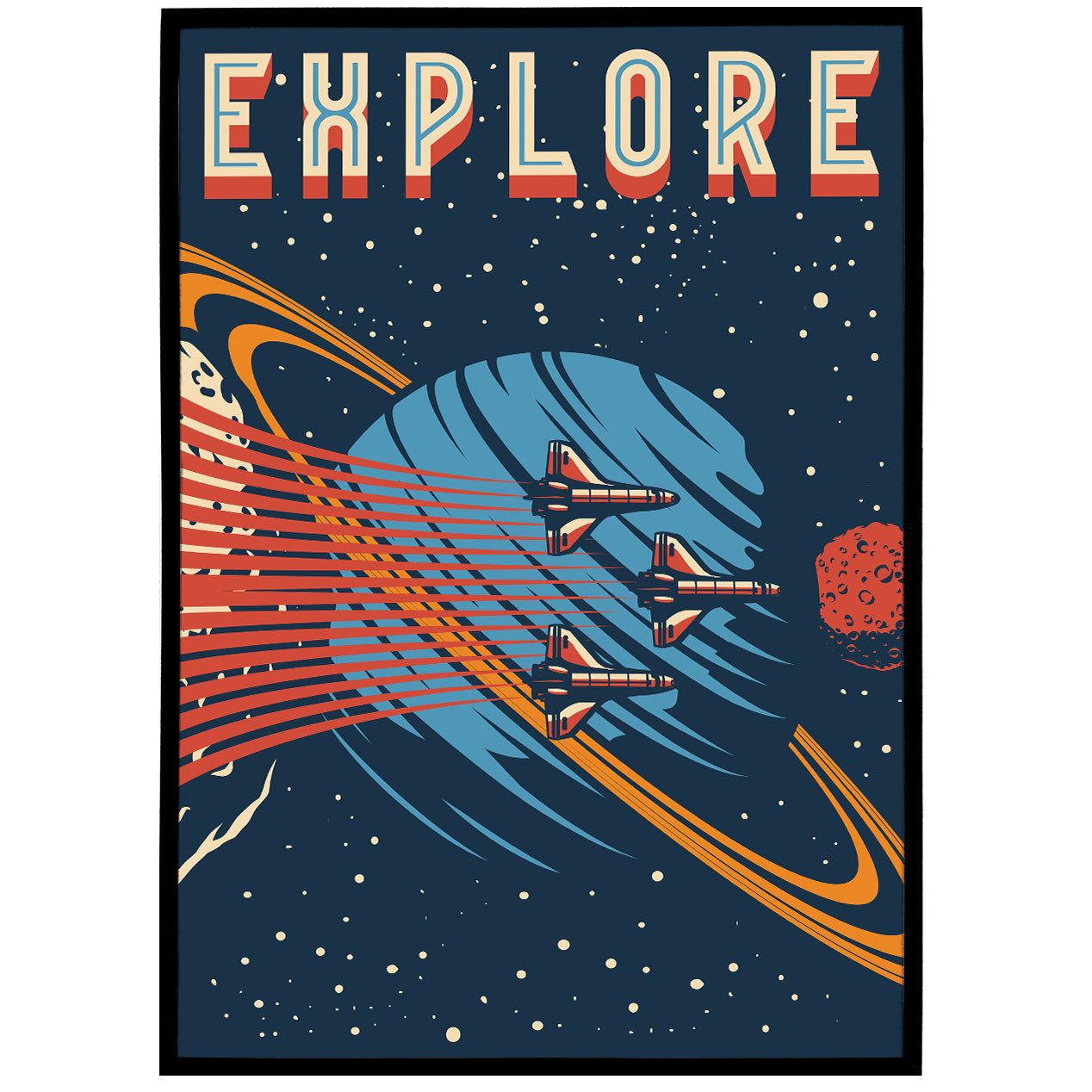 EXPLORE - Retro Space Travel Poster