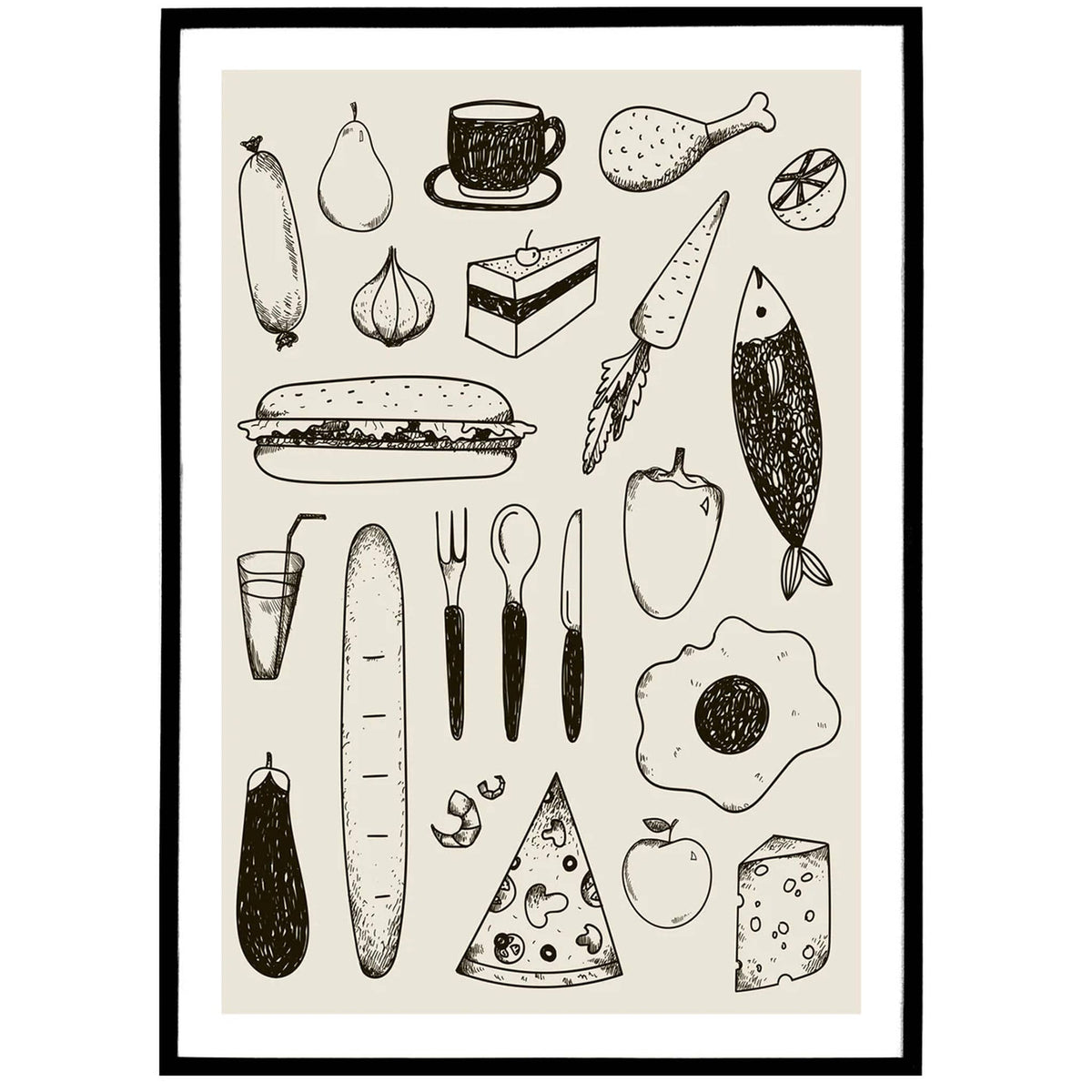 Vintage Kitchen Ink Doodles Poster — HypeSheriff US