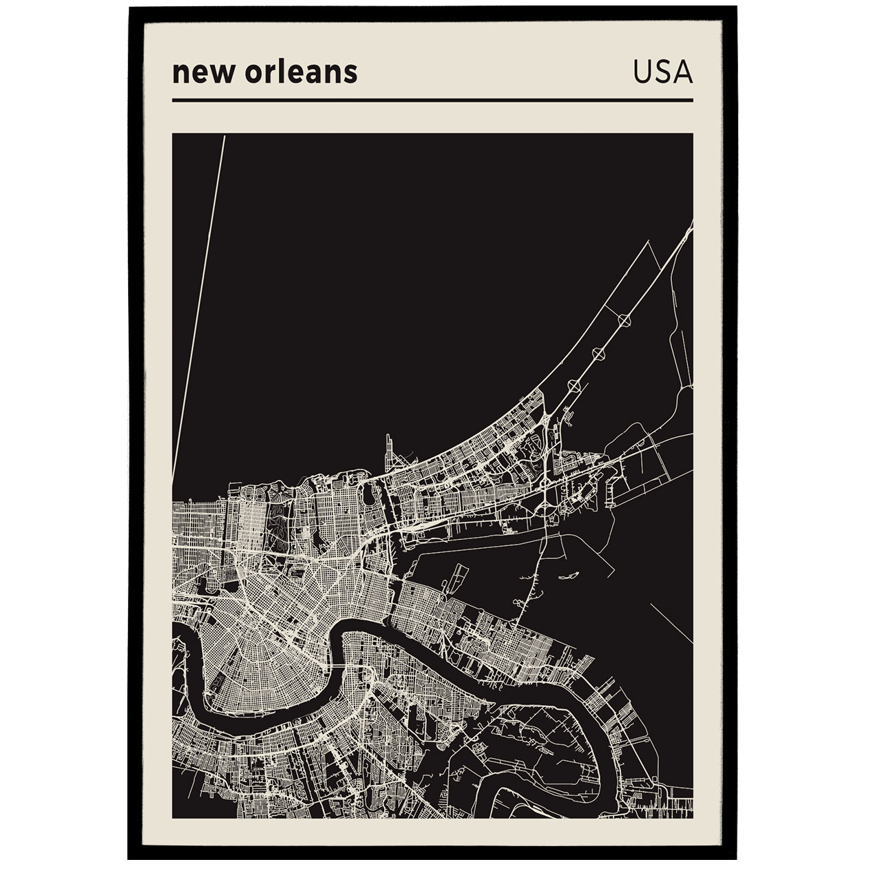 New Orleans - USA, City Map Poster