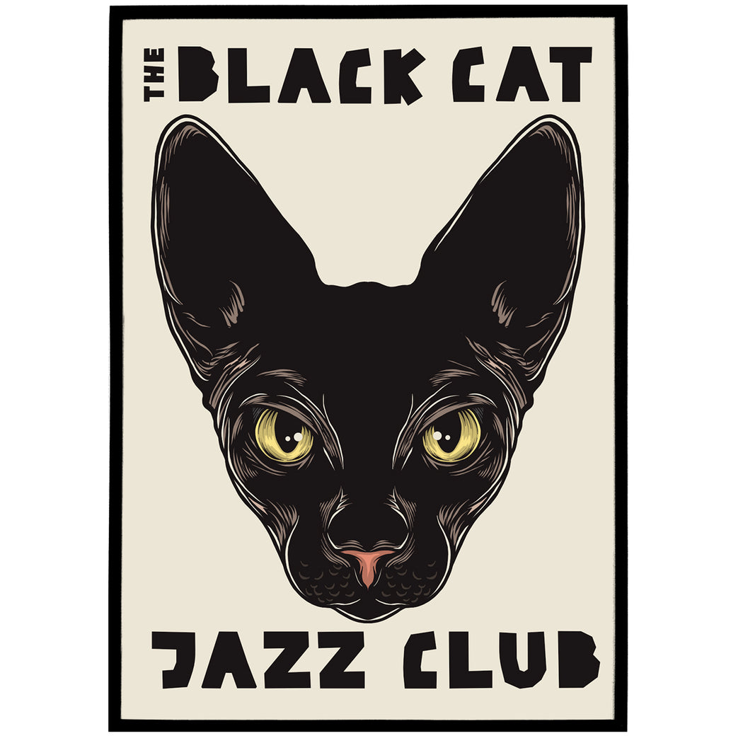 Vintage Jazz Poster - The Black Cat Jazz Club