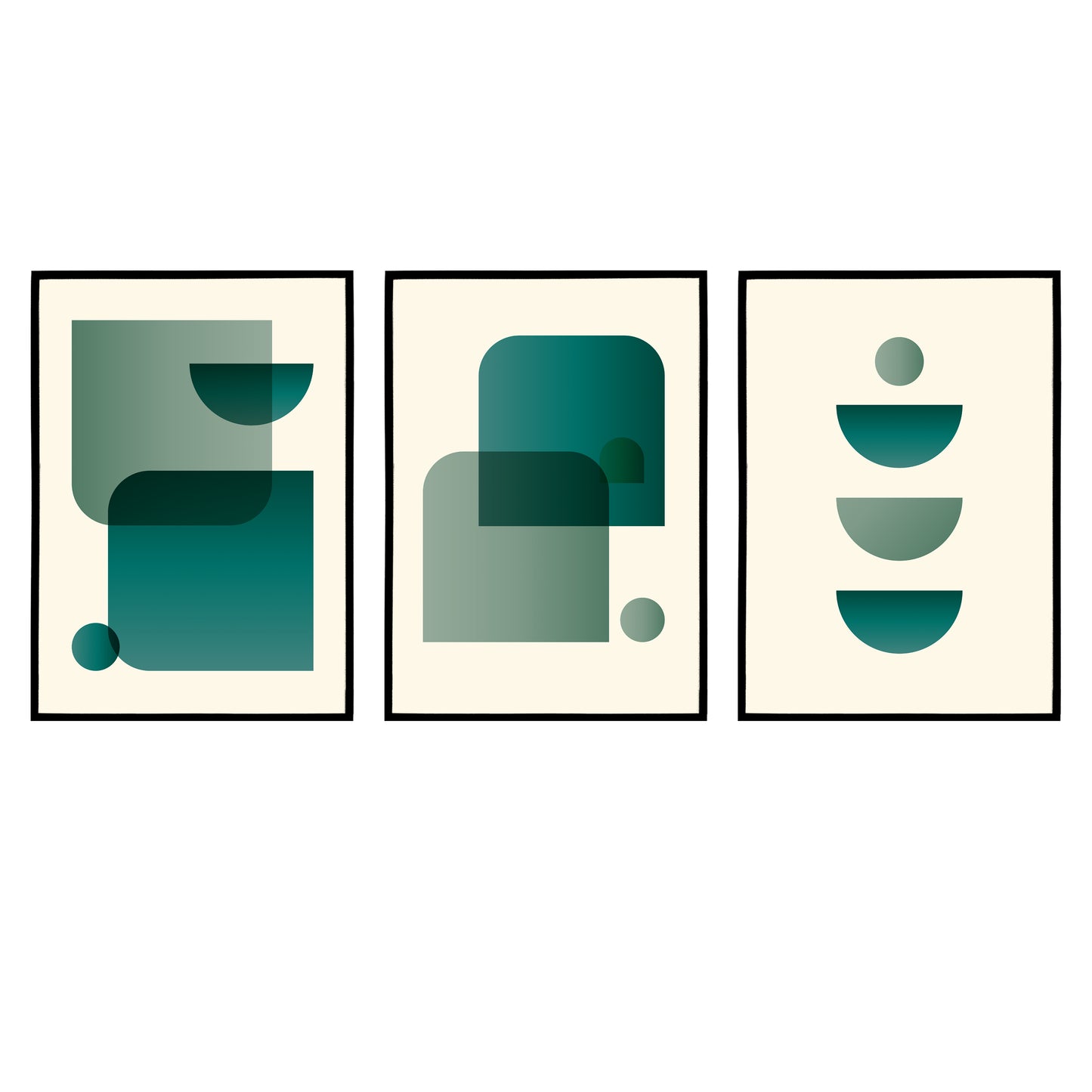 Set of 3 Emerald Green Abstract Posters