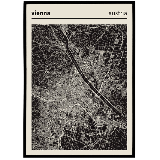 Vienna, Austria - Map Poster Print