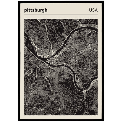 Pittsburgh, Pennsylvania - Map Poster