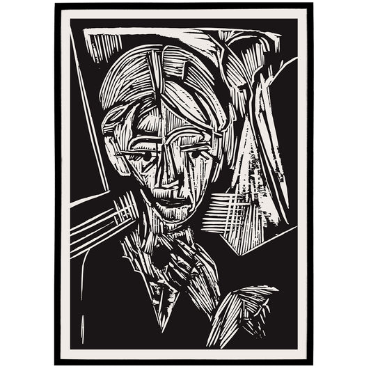 Black and White Cubism Art Print