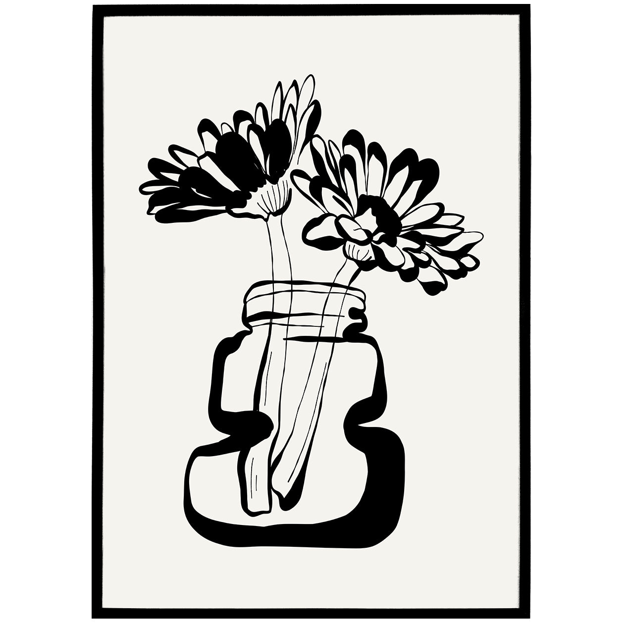 Handdrawn Retro Ceramic with Flowers Poster