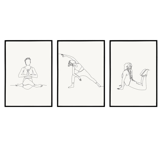 Set of 3 Matching Yoga Line Art Prints