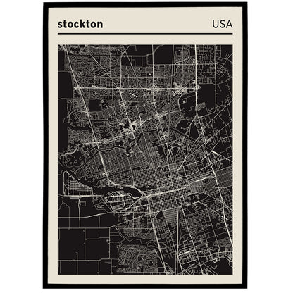 Stockton - USA | City Map Poster - Black and White