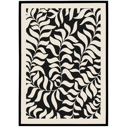 Black Floral Leaves Nature Poster