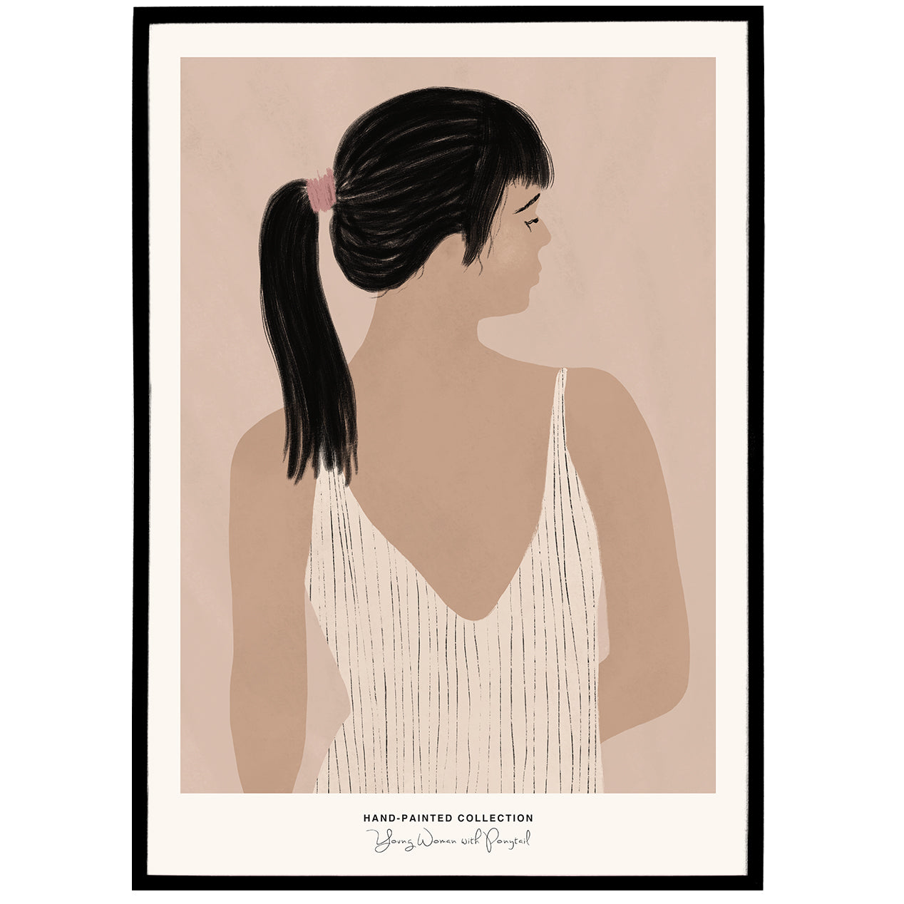 Young Woman with Ponytail | Hand-Painted Collection Poster