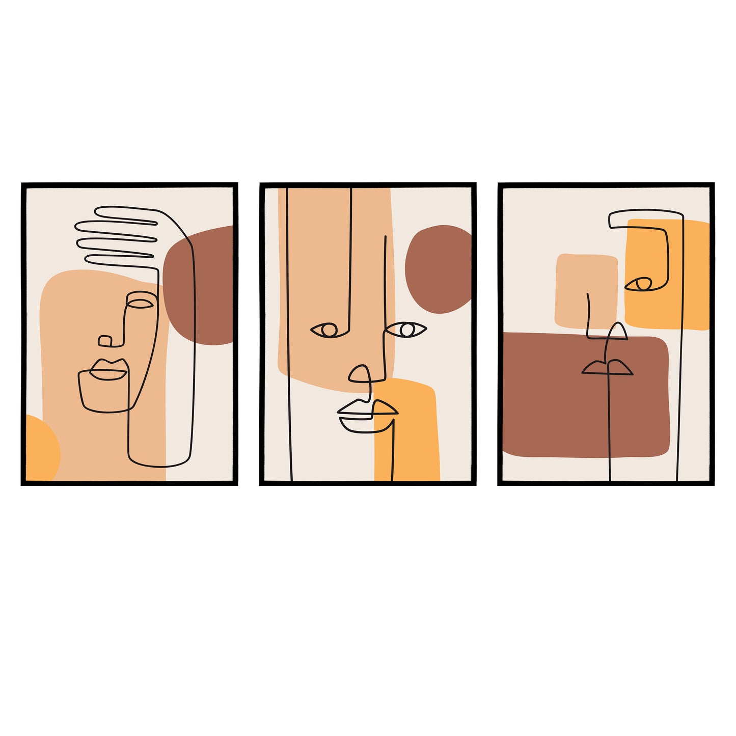Set of 3 Cubism-Inspired Matching Prints