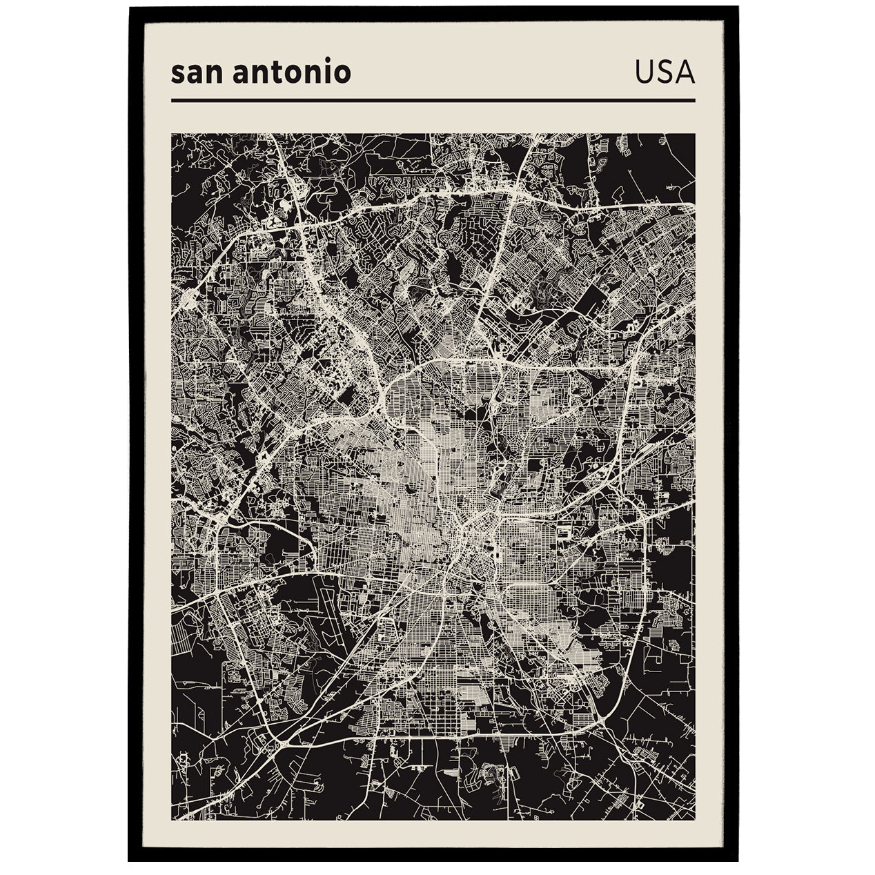 San Antonio Map Poster