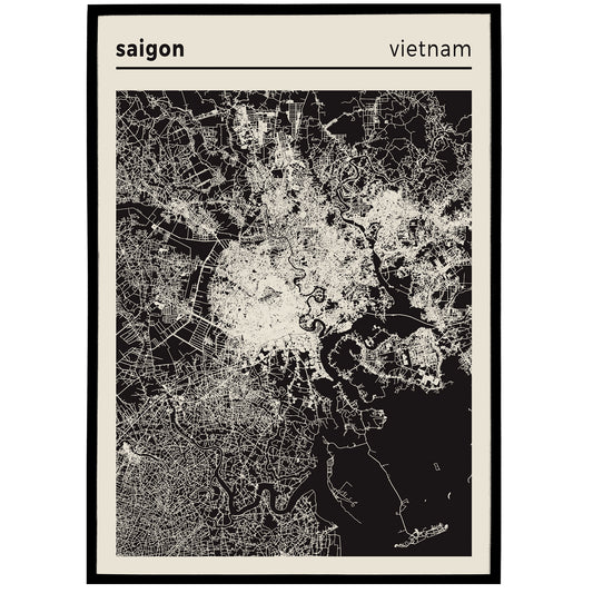 Saigon - Vietnam | Black and White City Map