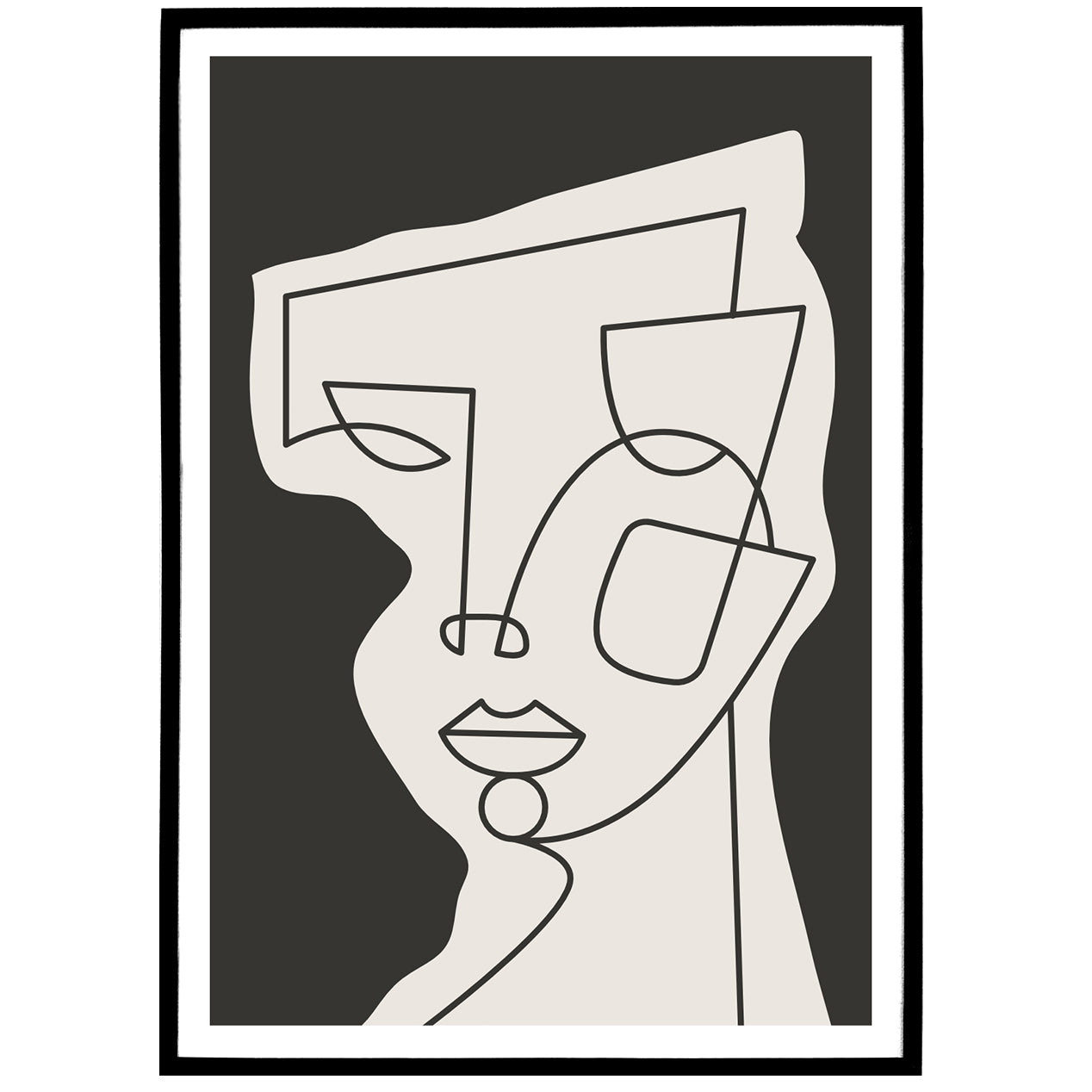 Line Art Woman Face - Cubism Poster