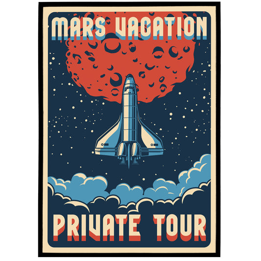Mars Vacation - Retro Space Travel Poster