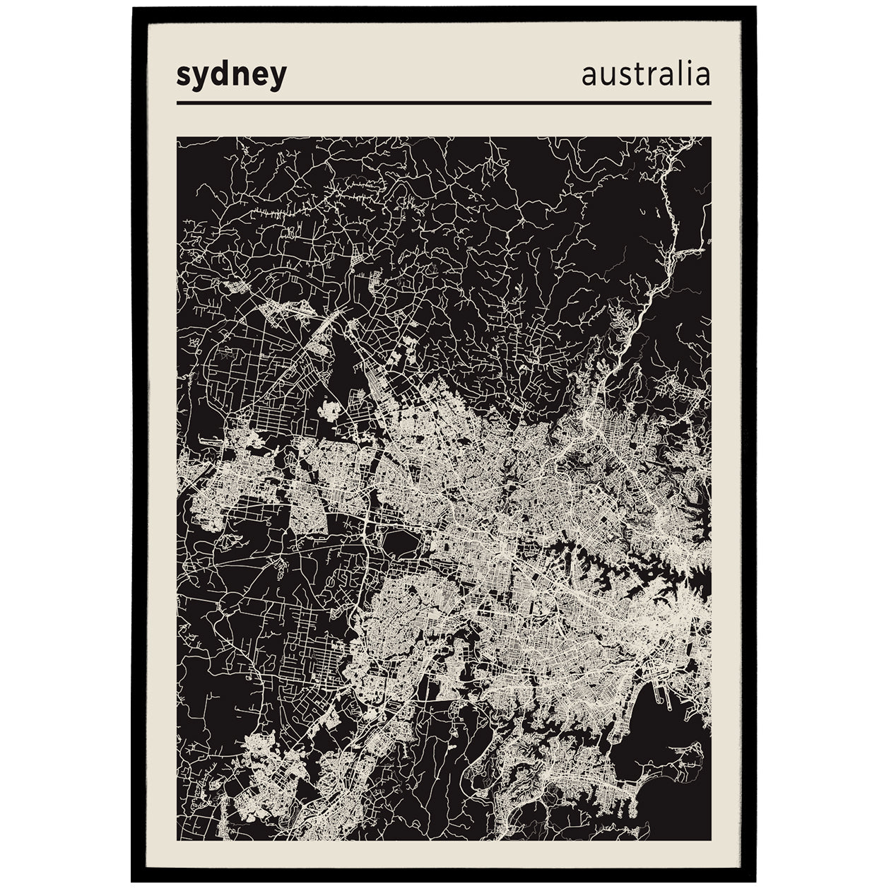 Sydney, Australia - Map Poster Print