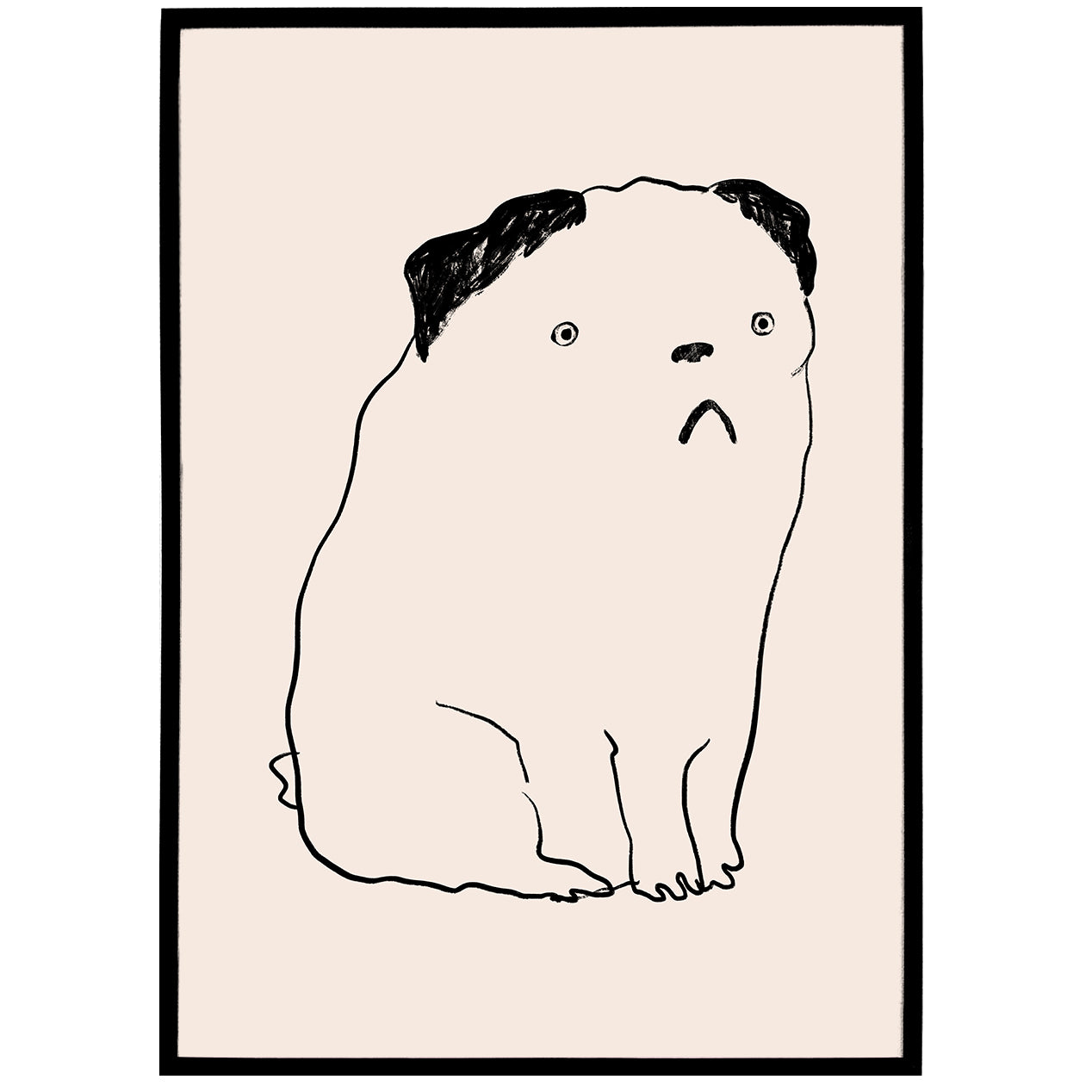 Pug Dog Line Art Minimalist Poster