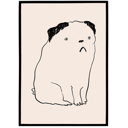 Pug Dog Line Art Minimalist Poster