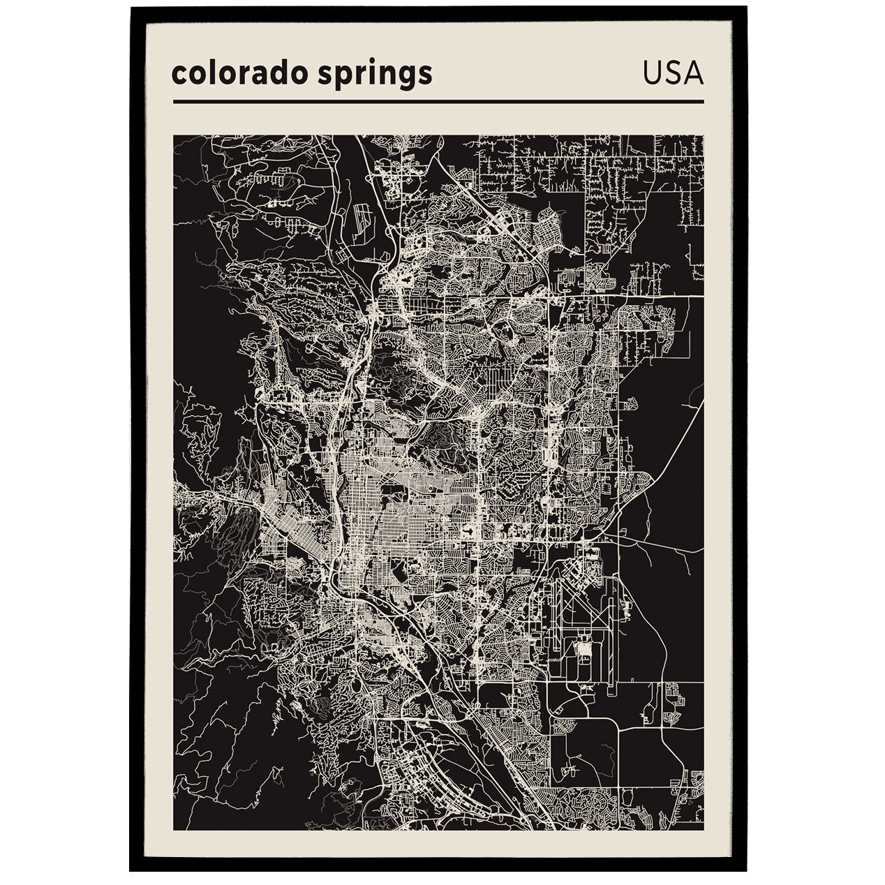 Colorado Springs Map Poster - USA
