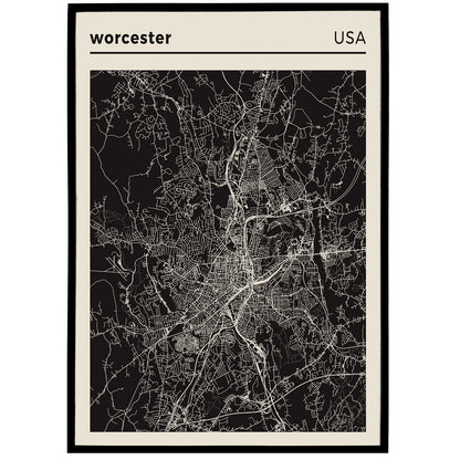Worcester, Massachusetts Map Poster