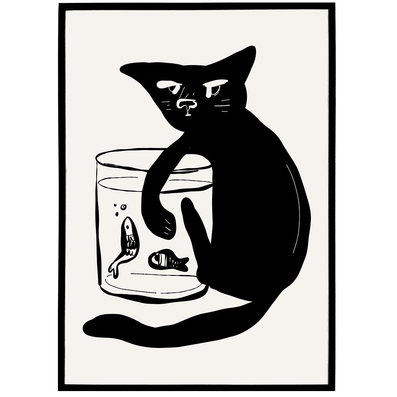 Handdrawn Funny Cat Poster