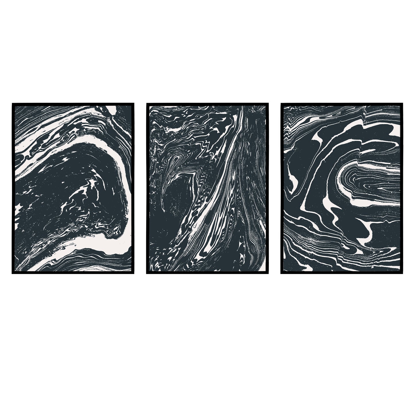 Set of 3 Monochrome Liquid Prints