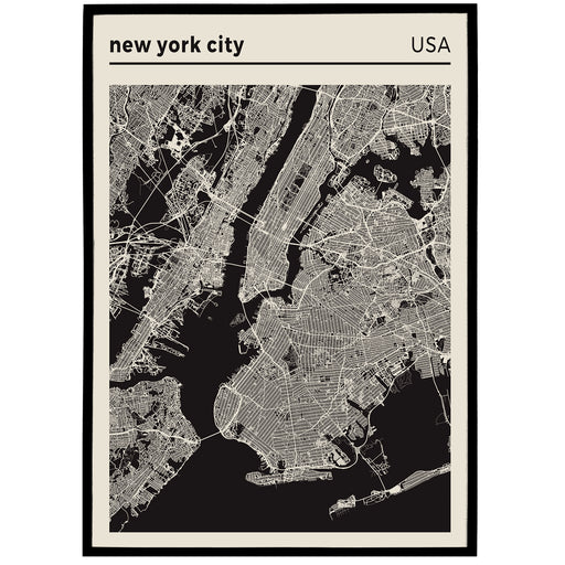 New York City, USA Map Poster - NYC