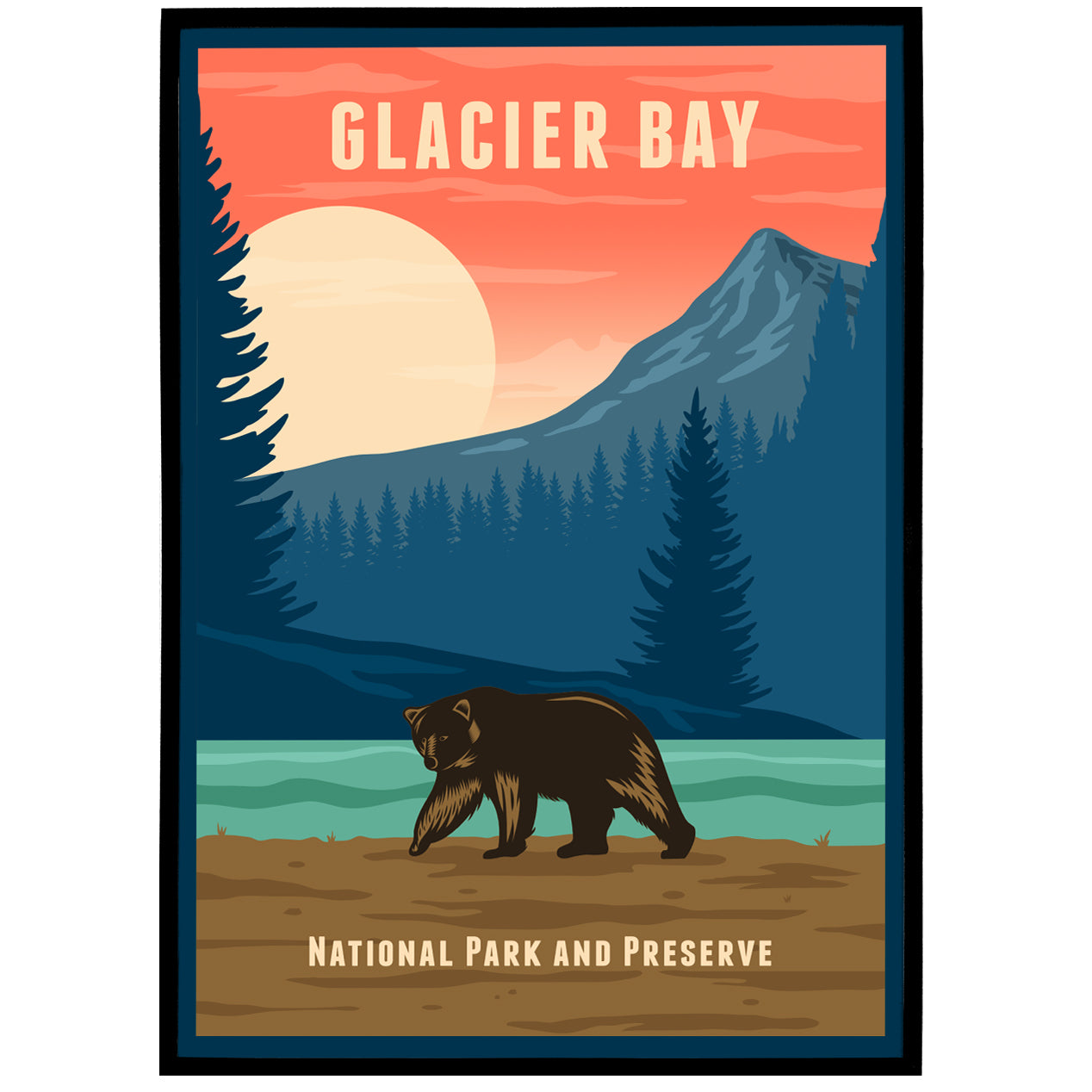 Glacier Bay National Park Retro Poster