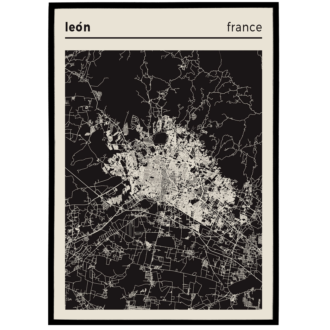 Léon, France - City Map Poster