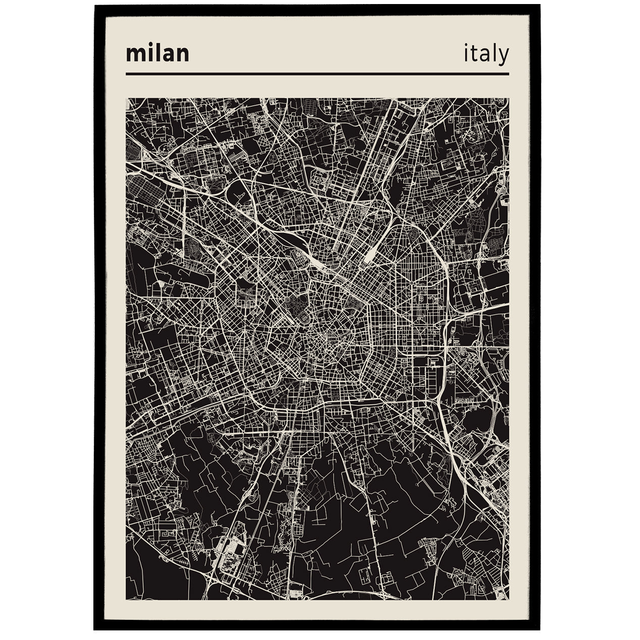 Milan, Italy Map Poster