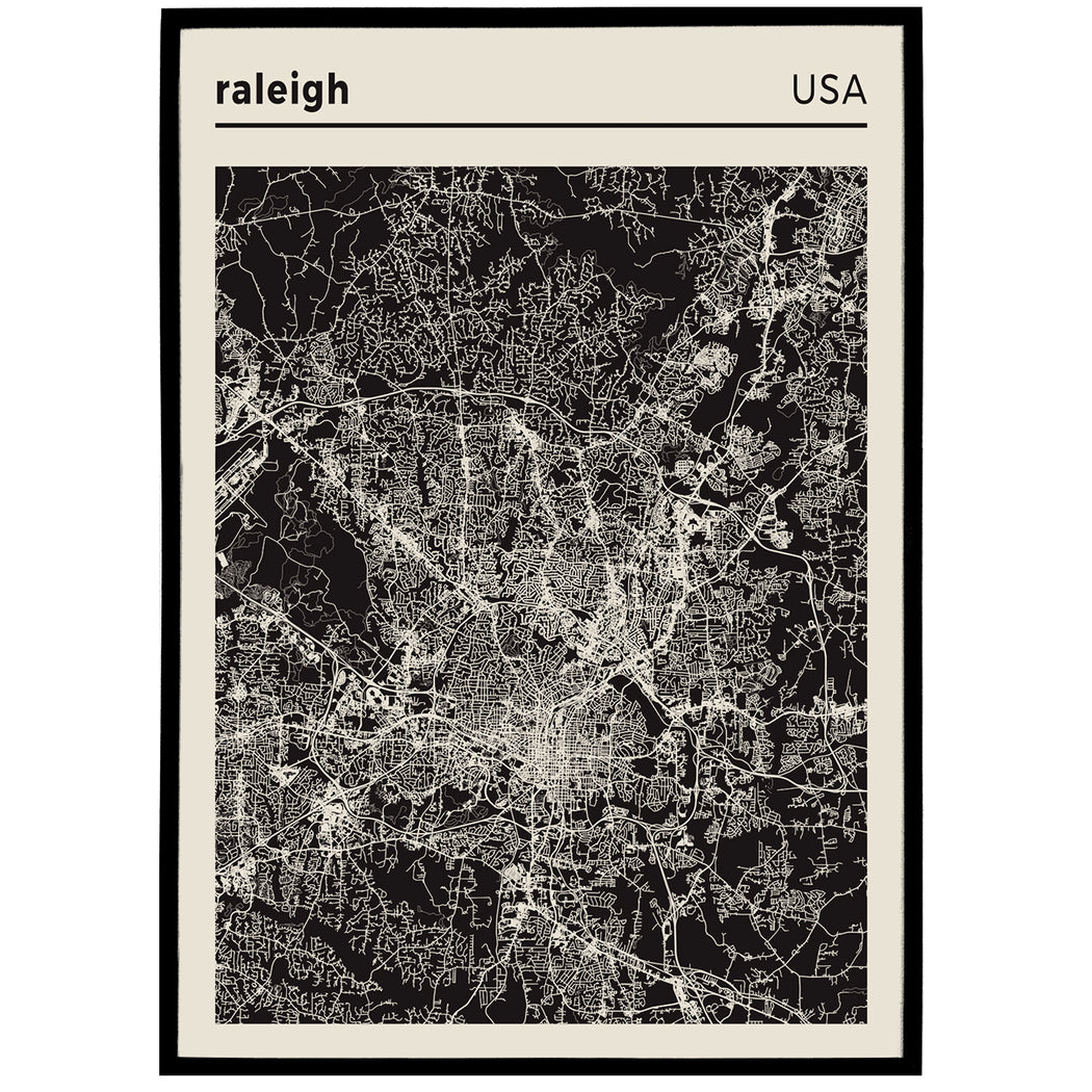 Raleigh, North Carolina - Map Poster
