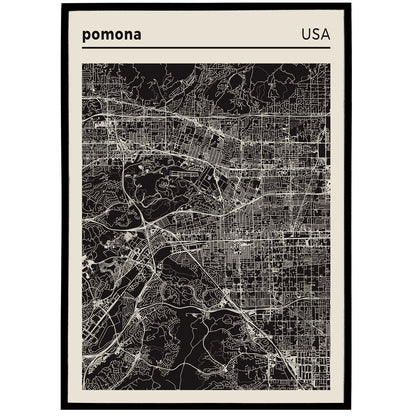 Pomona, California - City Map Poster